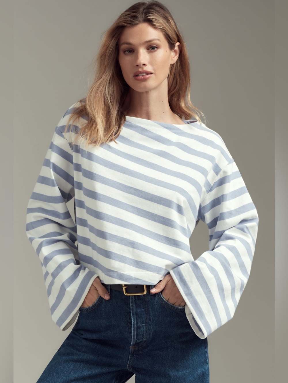 Maeve Boatneck Bell Sleeve Knit Top - Picture 1 of 6